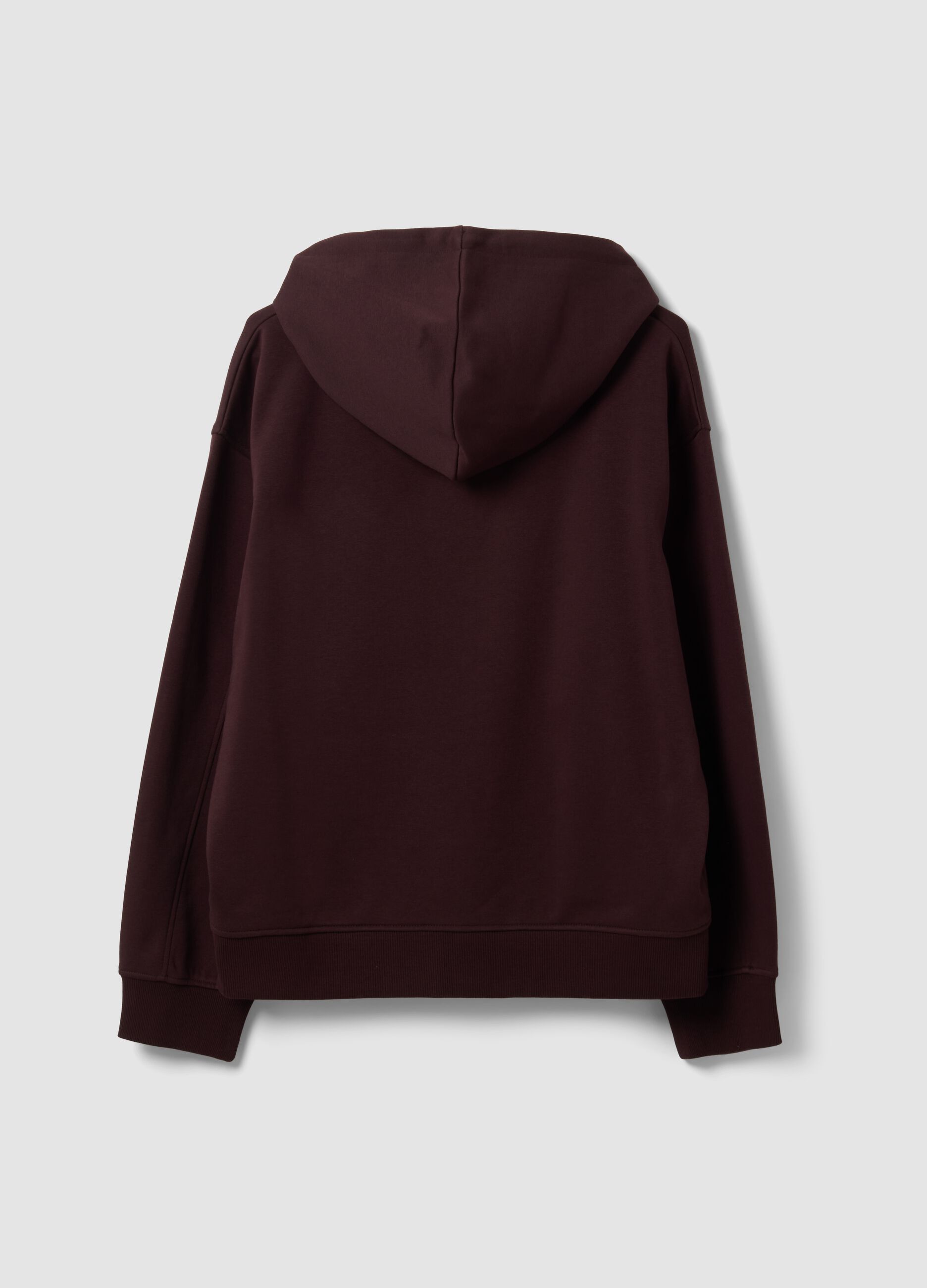 Brown cotton-blend hoodie with Boston slogan, relaxed fit