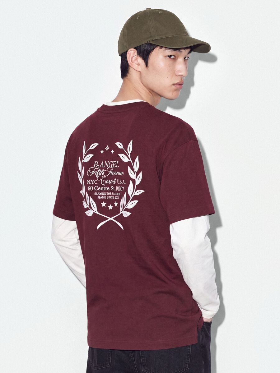 Red pure cotton cropped T-shirt with boxy-fit print_3