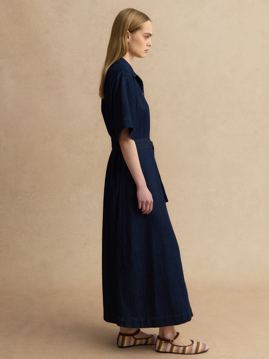 Long blue pure cotton maxi dress_0