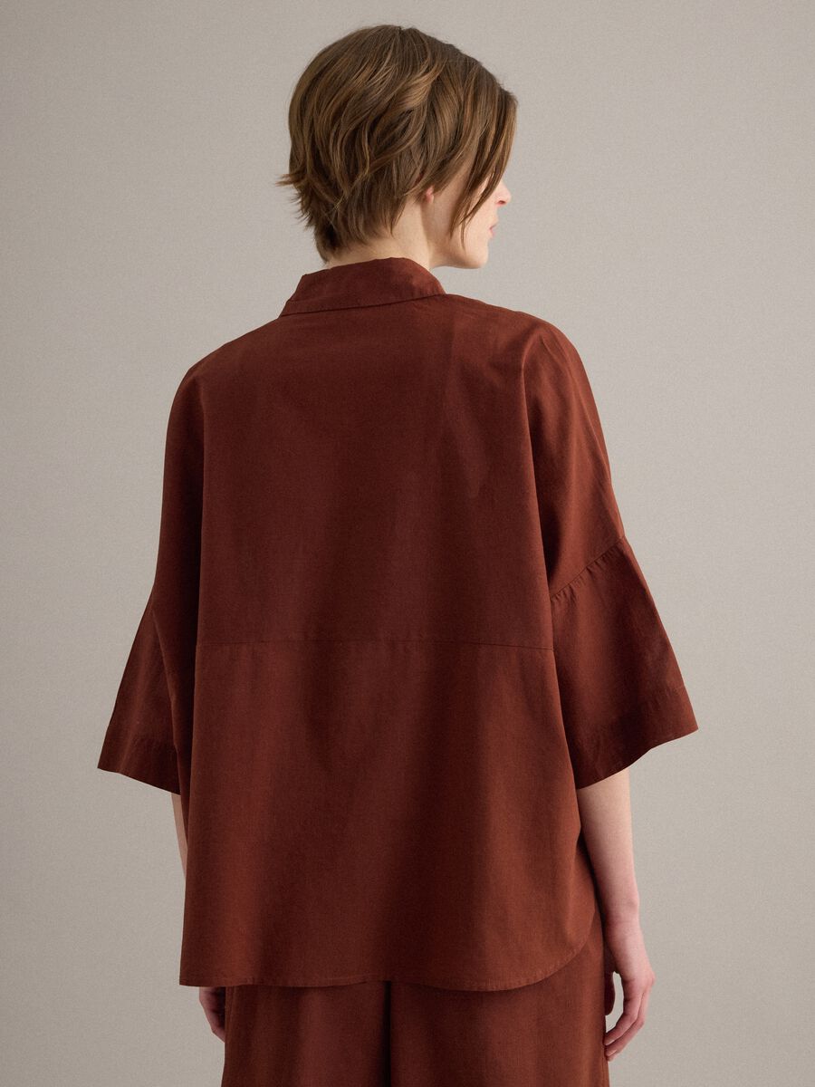 Brown pure cotton oversized shirt_3