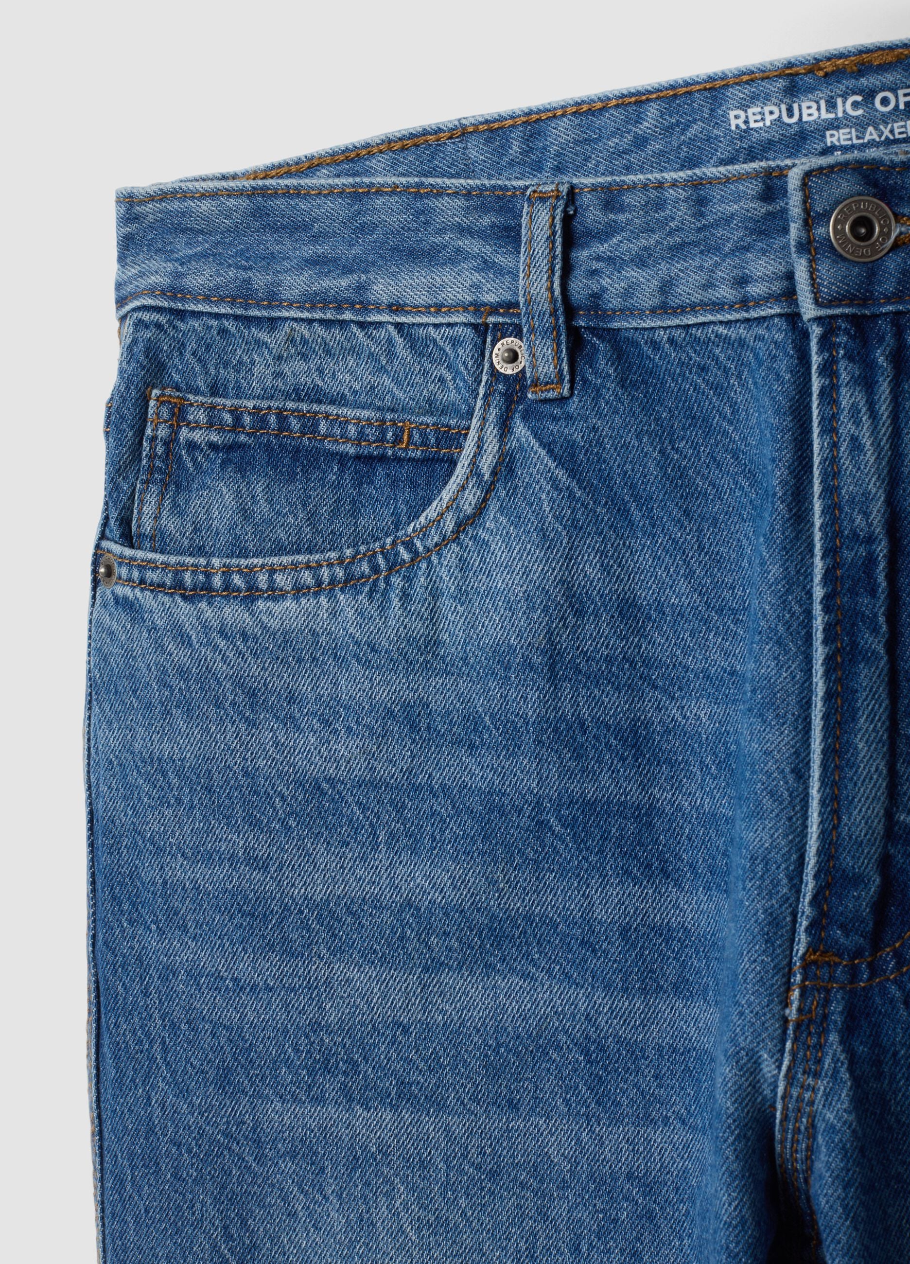 Relaxed-fit pure cotton denim jeans