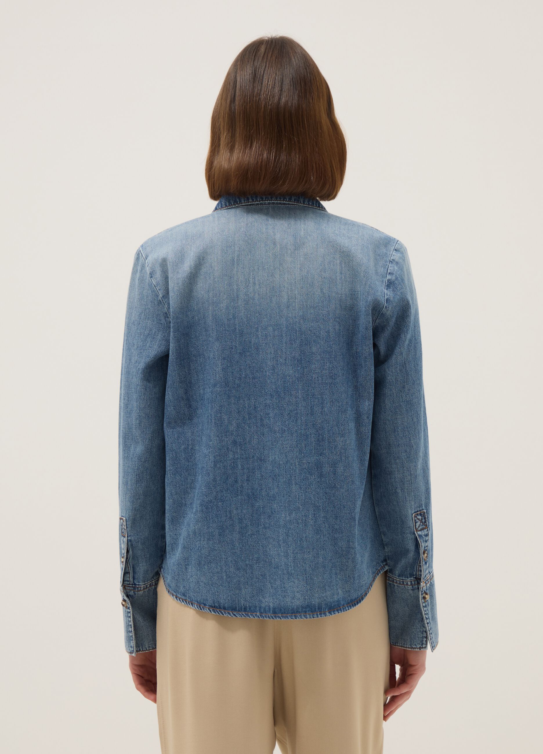 Blue Denim Long Sleeve Shirt in Pure Cotton Regular Fit