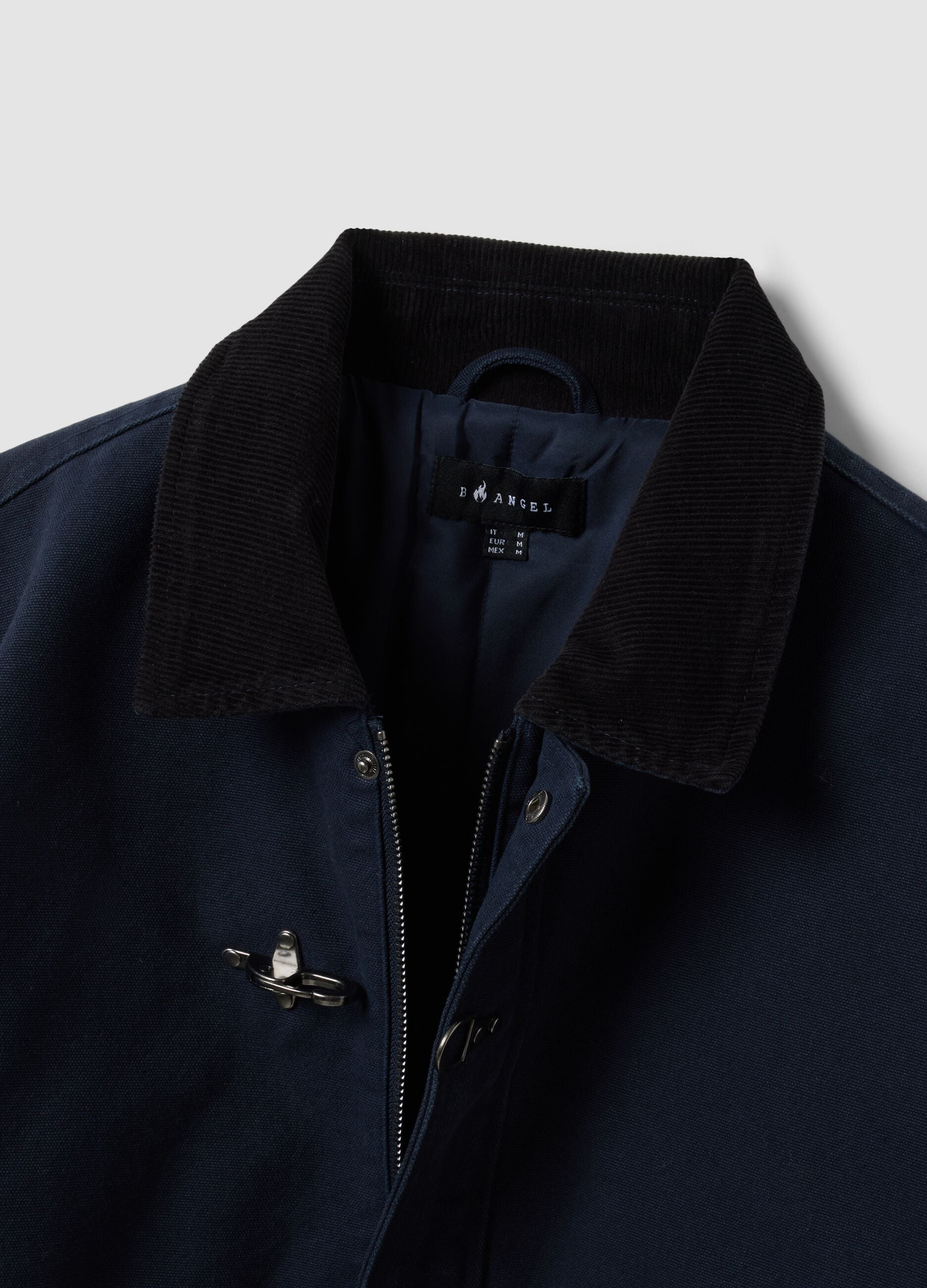 Blue cropped pure cotton padded jacket, oversized fit