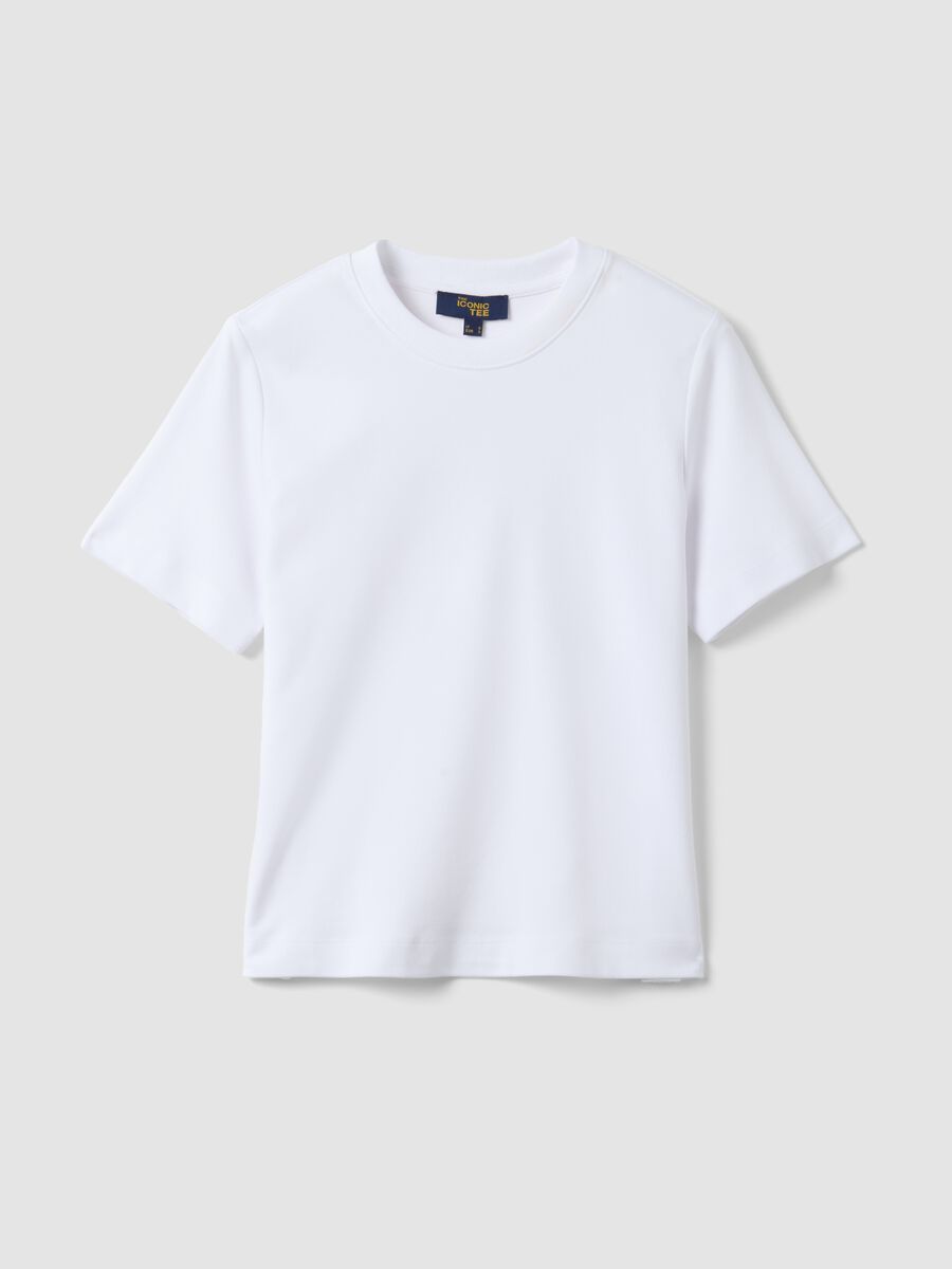 White pure cotton T-shirt with relaxed fit_0