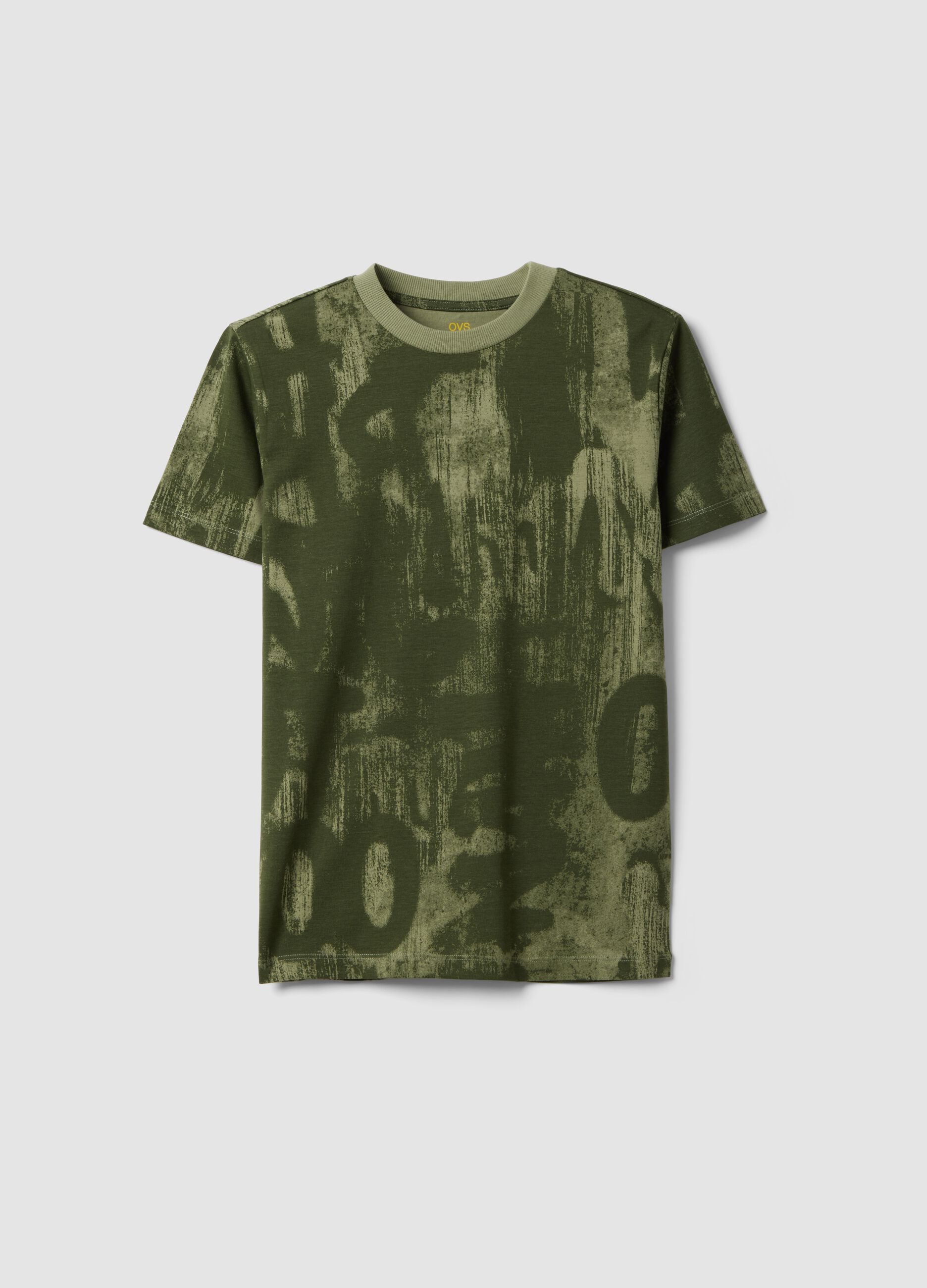 Boys' Green Pure Cotton Regular Fit T-Shirt with Prints