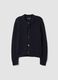 Navy pure cotton crew-neck cardigan with buttons, regular fit_4