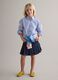 Girl's regular fit blue cotton-blend skirt with contrast stitching_0