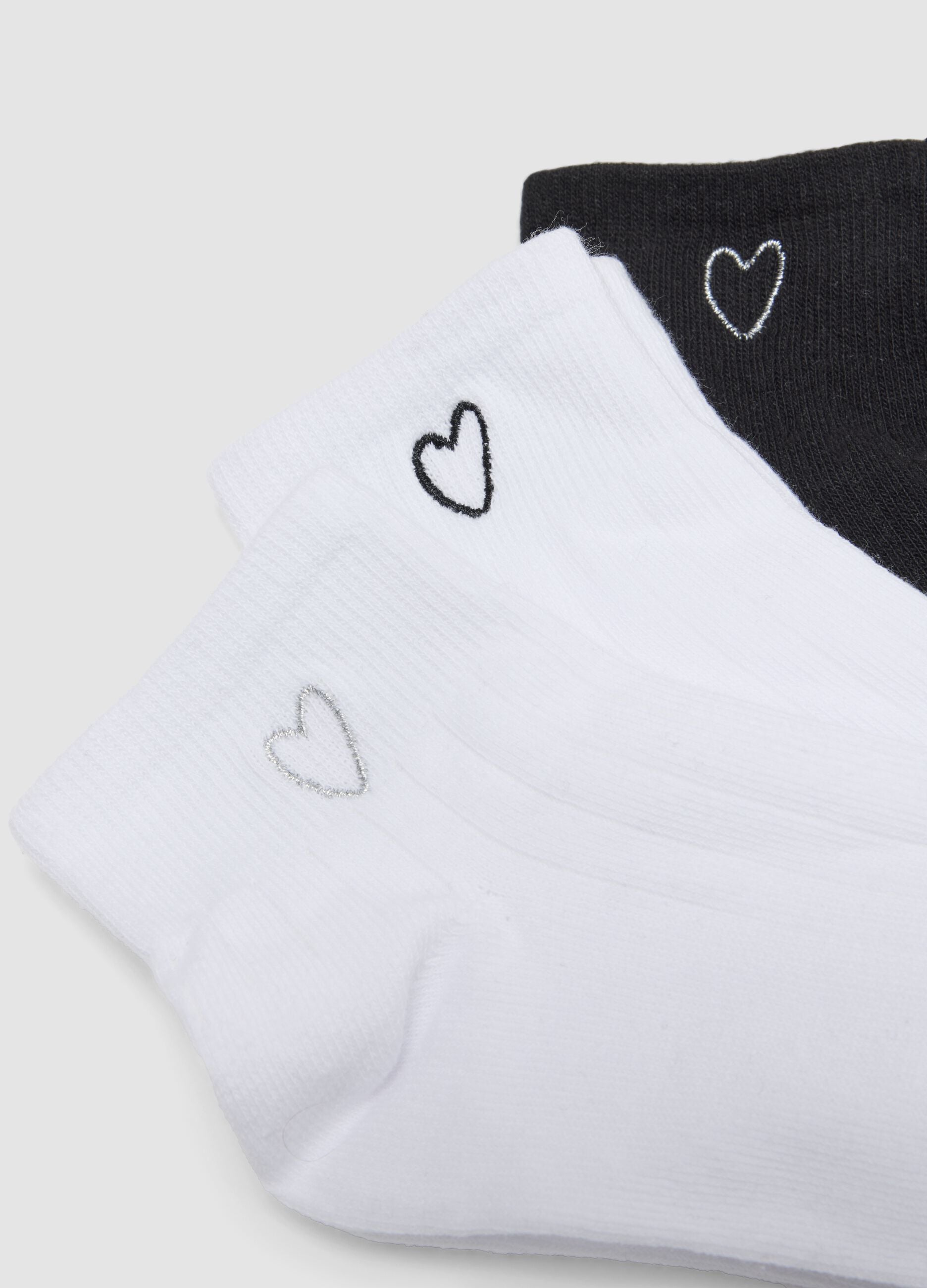 Five-pack of white and black ankle socks in stretch cotton blend