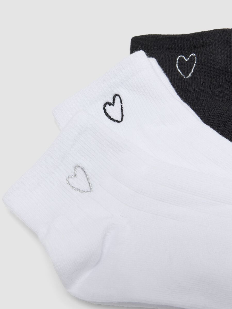 Five-pack of white and black ankle socks in stretch cotton blend_1