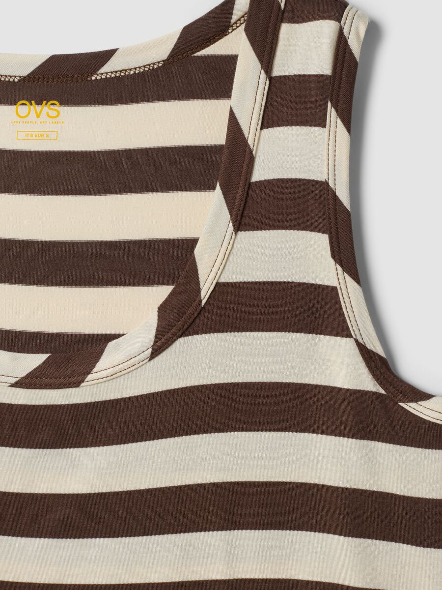Brown striped stretch viscose tank top_5