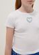White short-sleeve pure cotton T-shirt with decorative heart_2