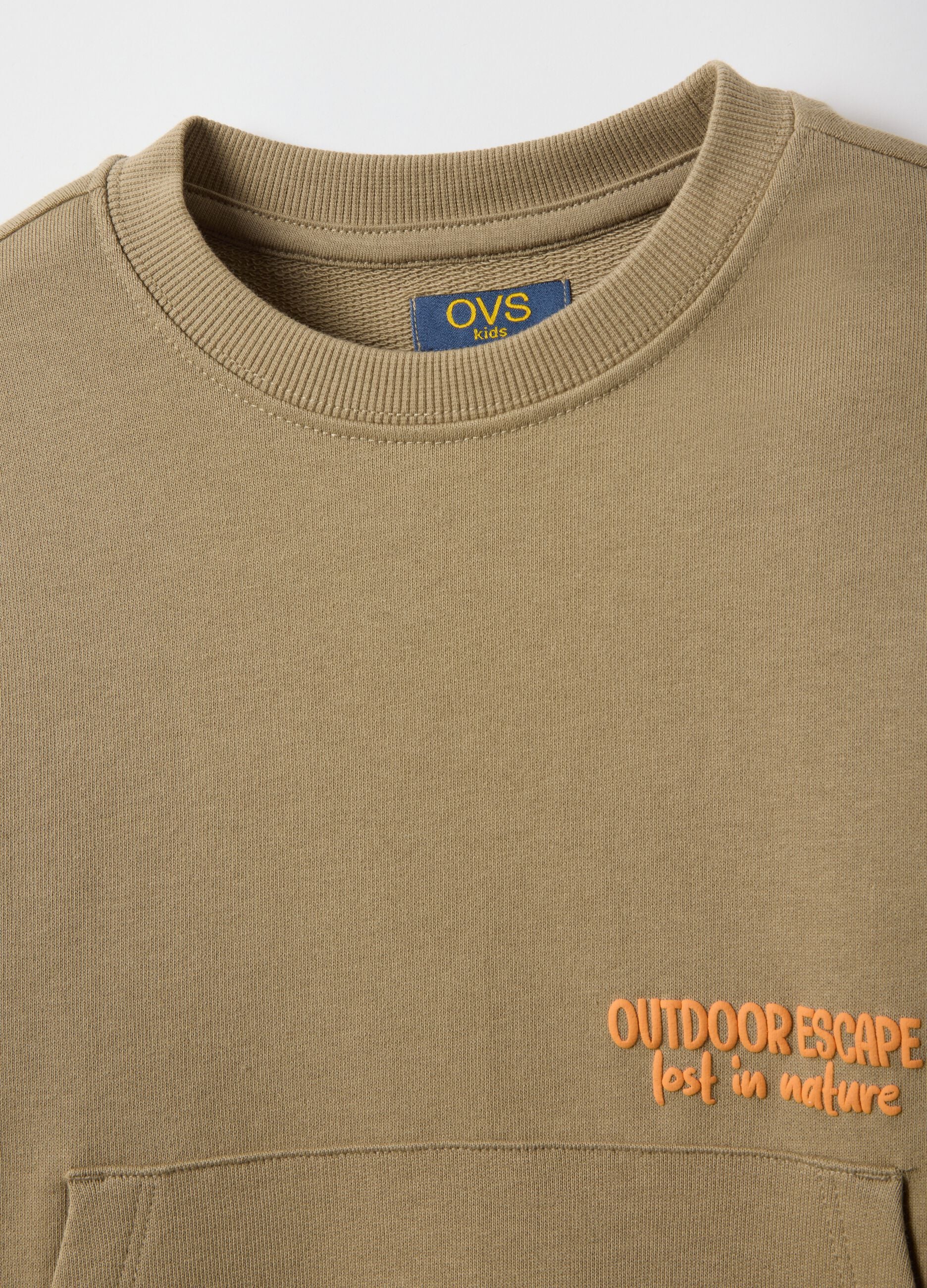 Children's regular fit beige pure cotton sweatshirt