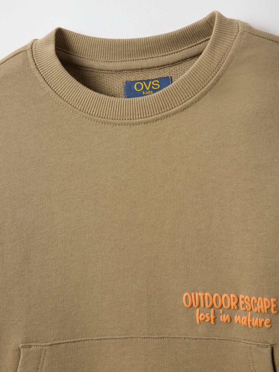 Children's regular fit beige pure cotton sweatshirt_2
