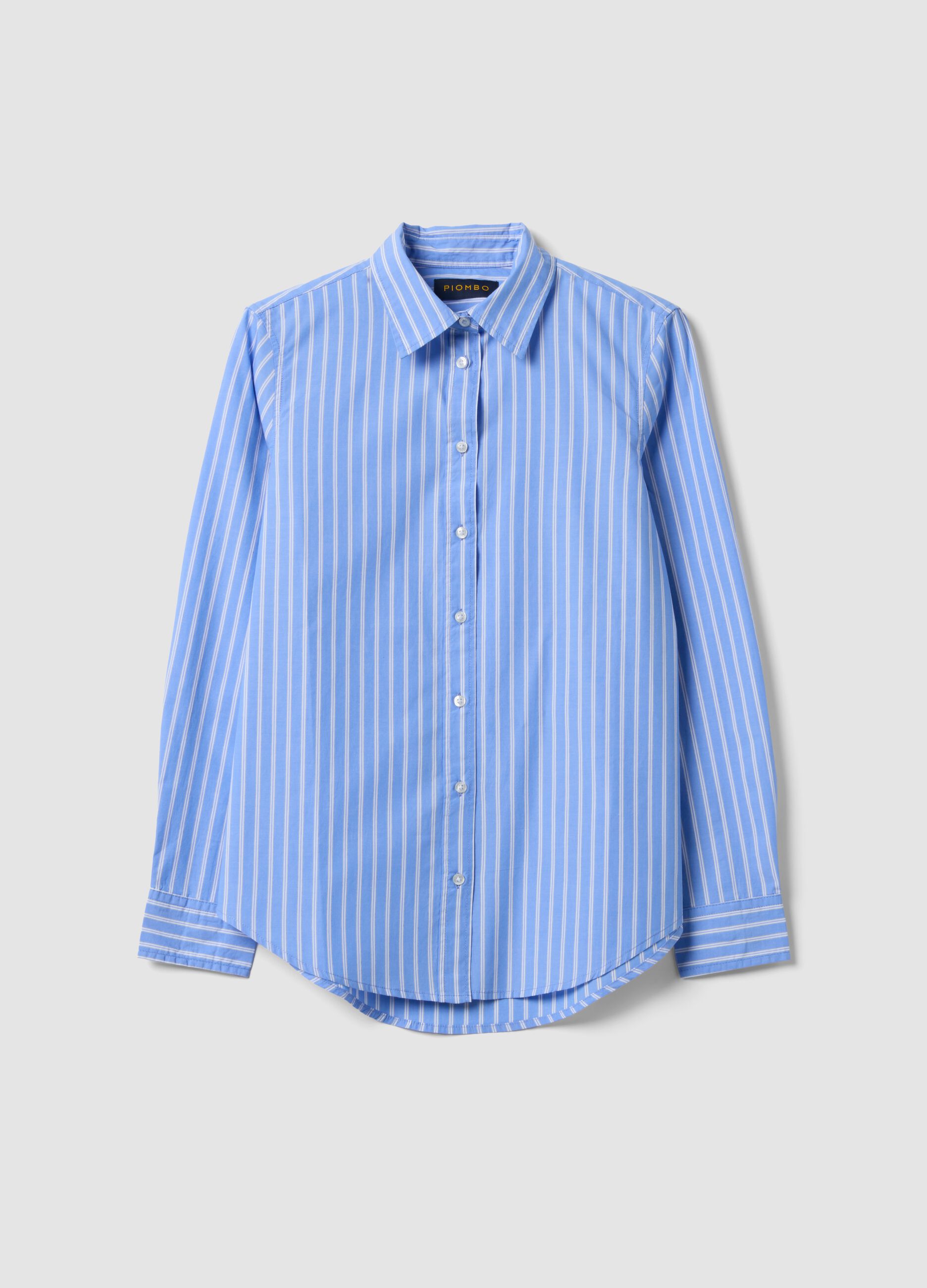 Light blue poplin shirt with white stripes, regular fit