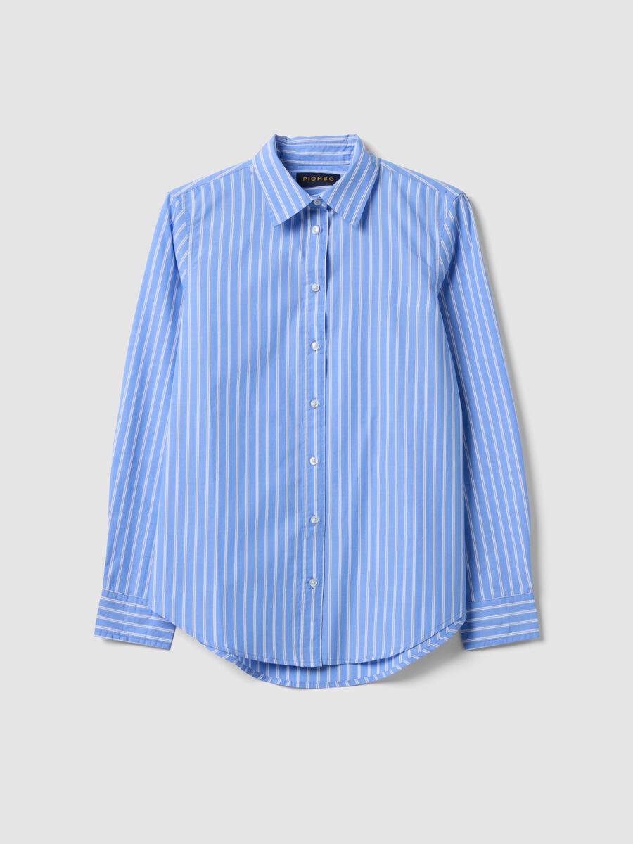 Light blue poplin shirt with white stripes, regular fit_4