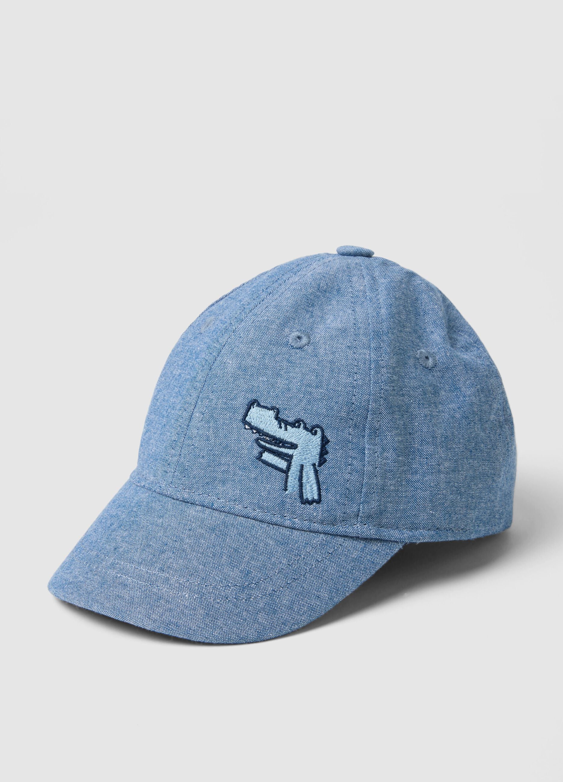 Baby blue denim pure cotton hat with crocodile