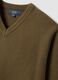 Olive green V-neck regular fit jumper_1