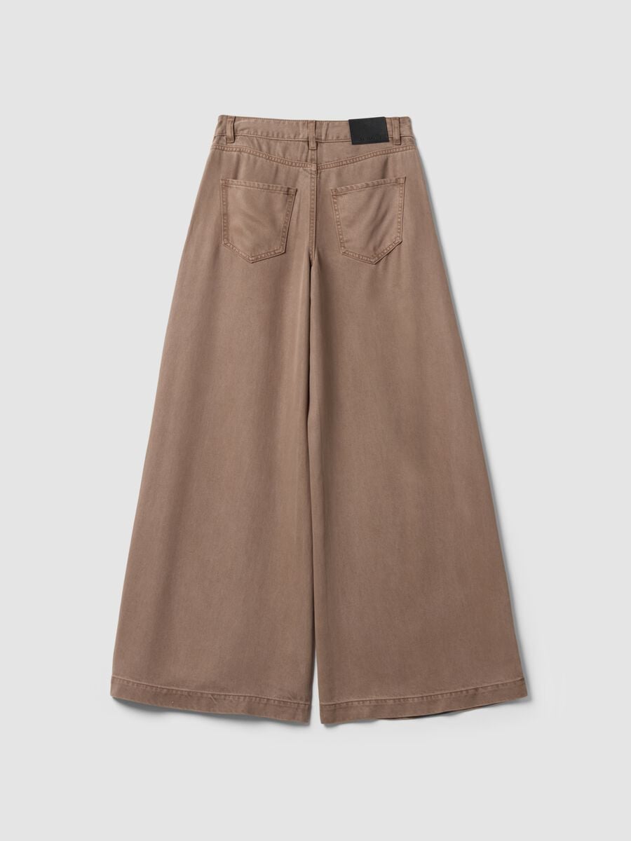 Jeans marroni wide leg in puro lyocell_6