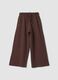 Brown wide-leg pure cotton trousers_0