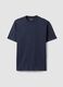Blue pure cotton crew-neck T-shirt, relaxed fit_0