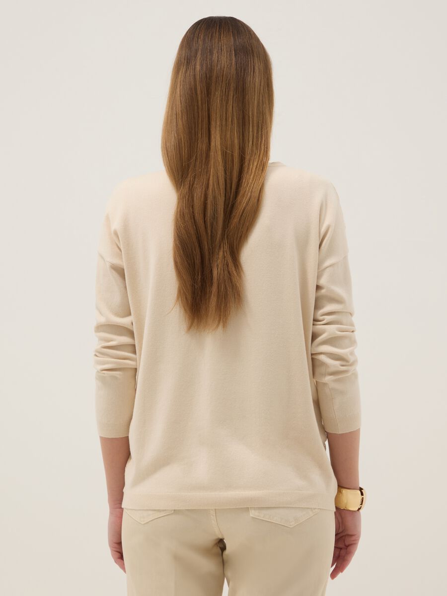 Beige maternity sweater in viscose blend with lace detailing_2