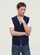 Blue viscose-blend waistcoat with deep V-neck, regular fit_1