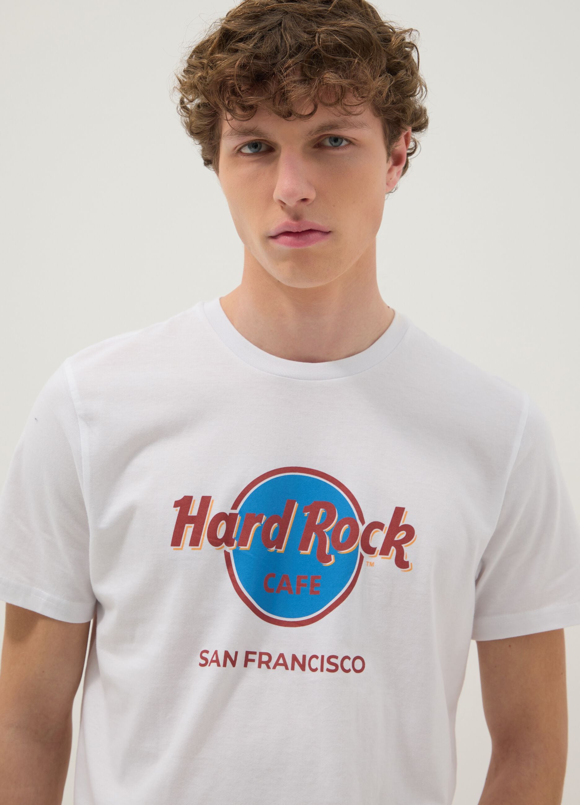 T-shirt bianca con stampa Hard Rock Cafe in puro cotone regular fit