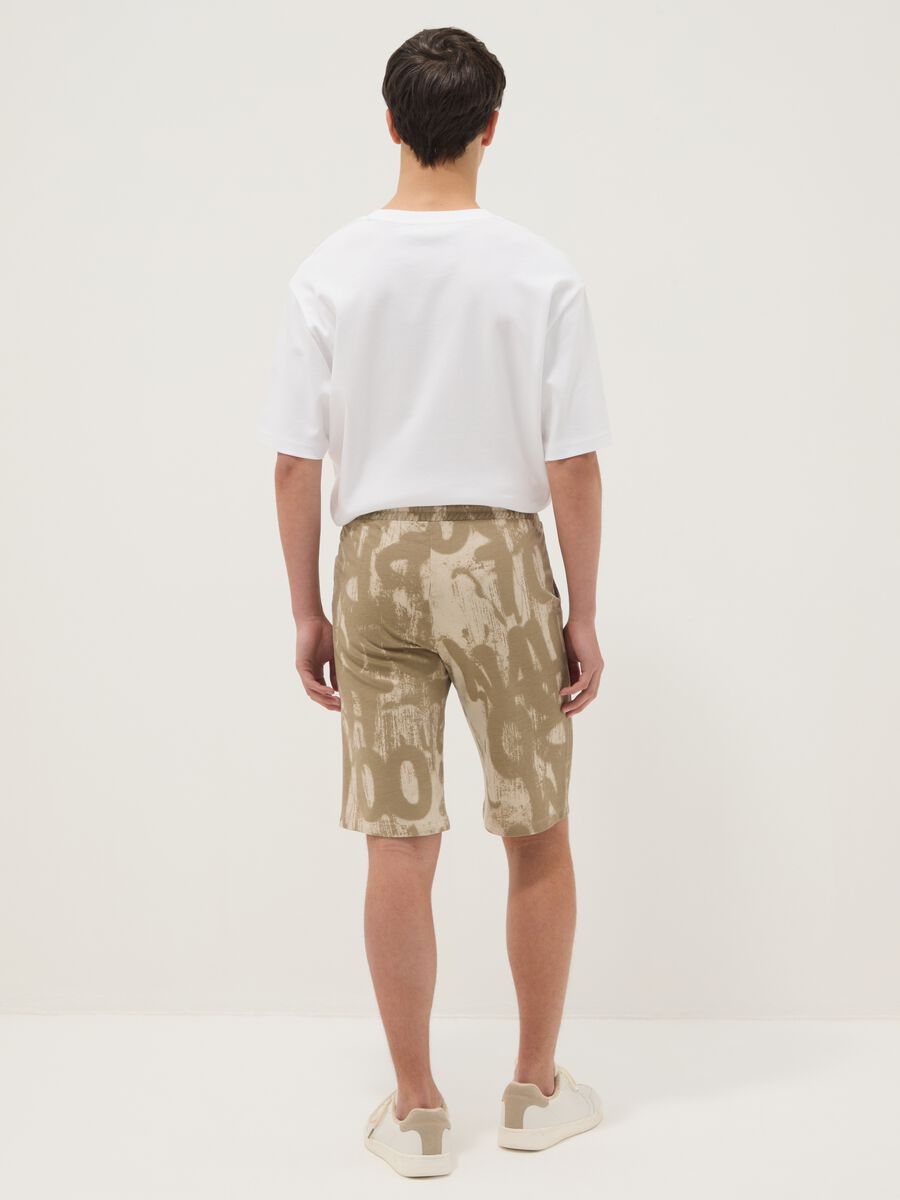 Shorts in puro cotone con stampa beige da ragazzo regular fit_1