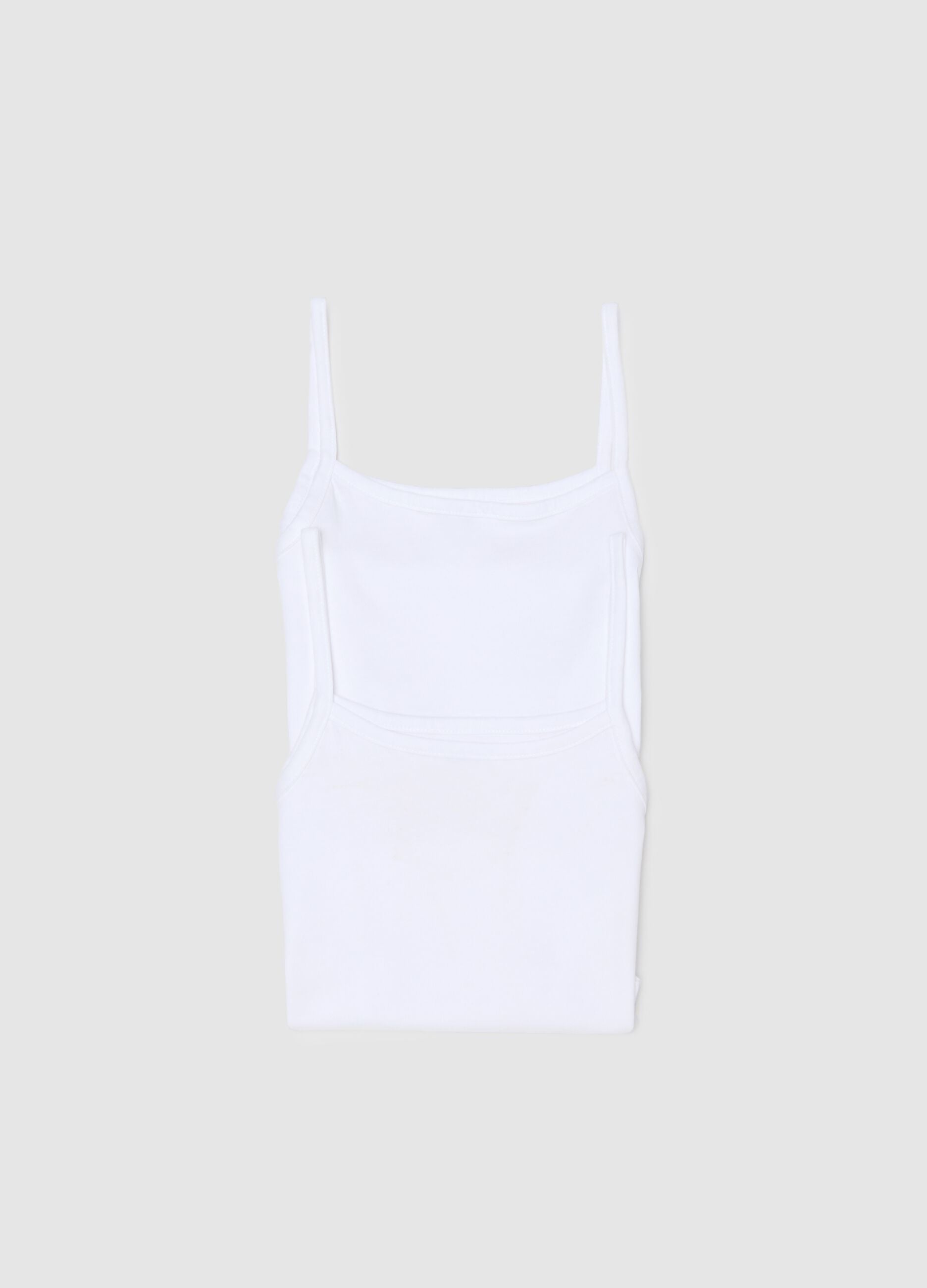 Girl's white tank tops bipack in pure cotton regular fit