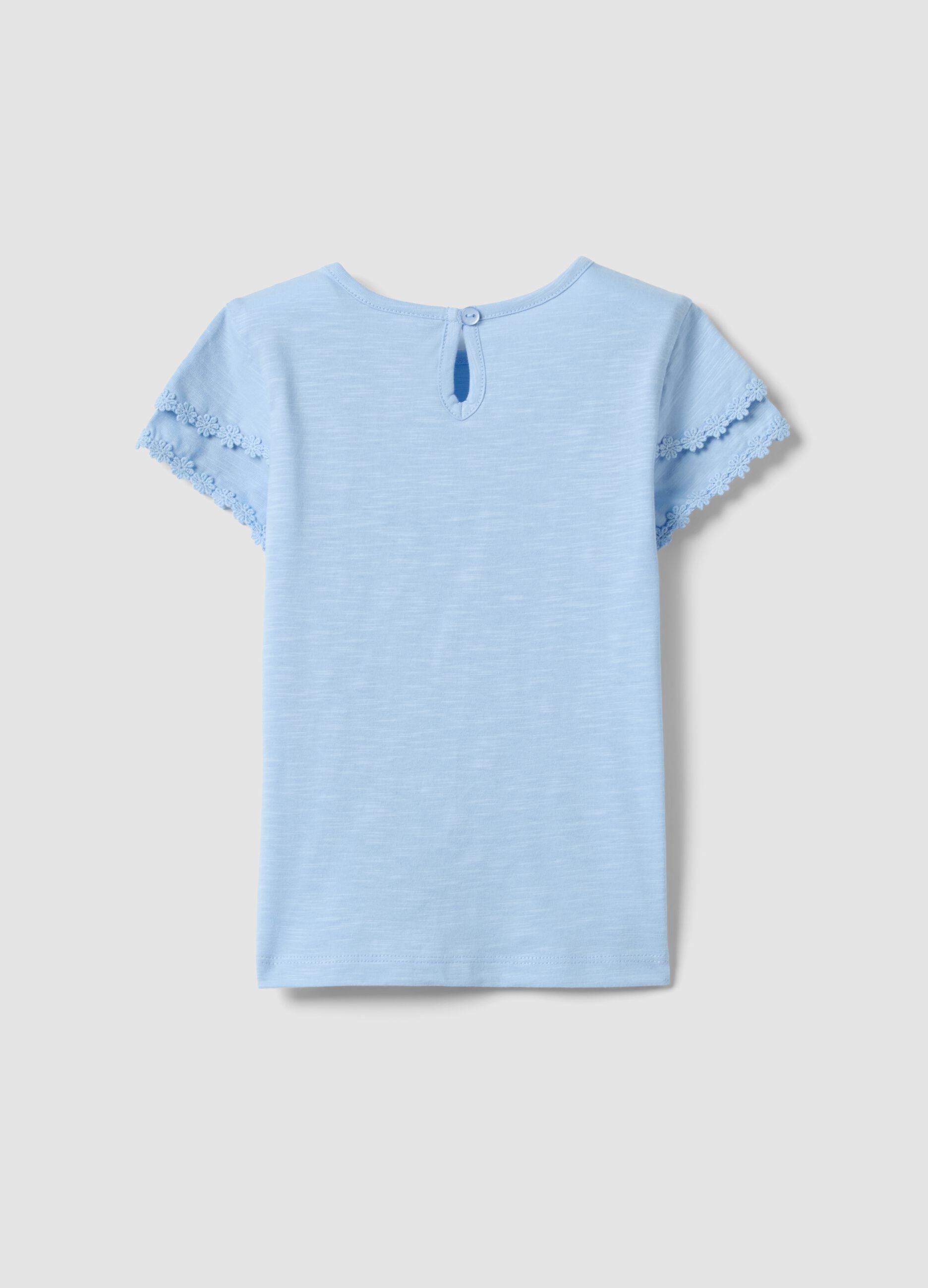 Blue pure cotton short-sleeve T-shirt