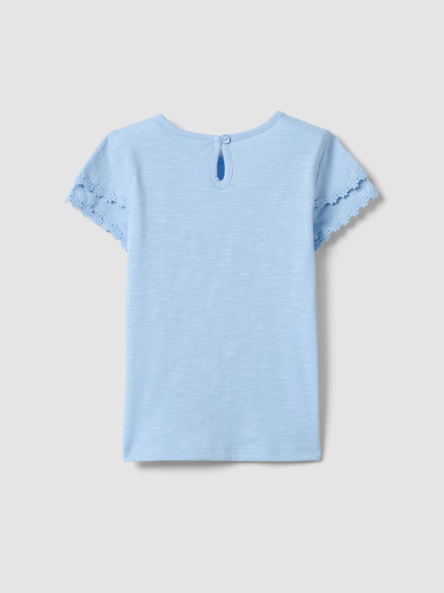 T-shirt azzurra in puro cotone con maniche corte_1