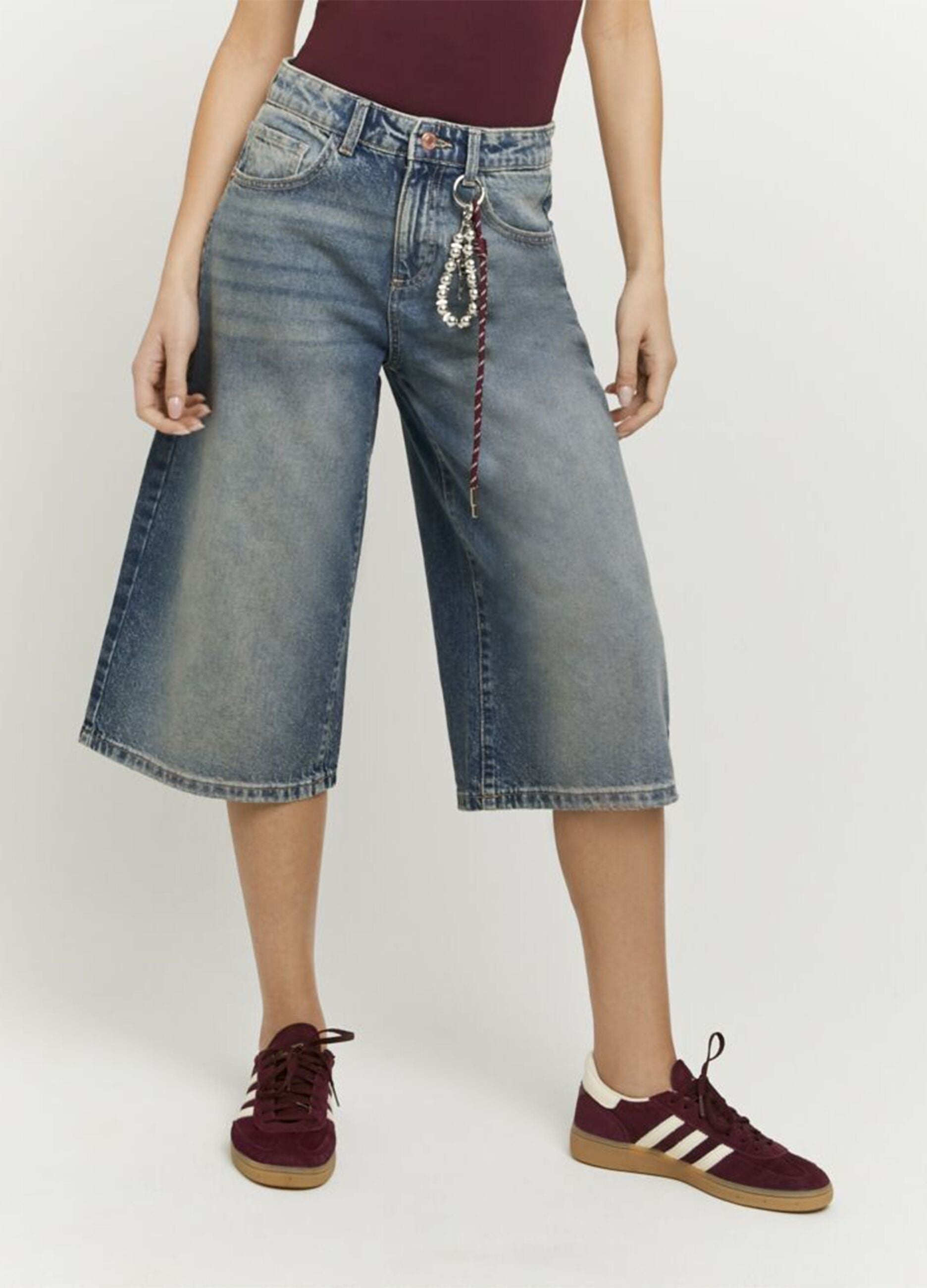 Blue pure cotton culotte jeans