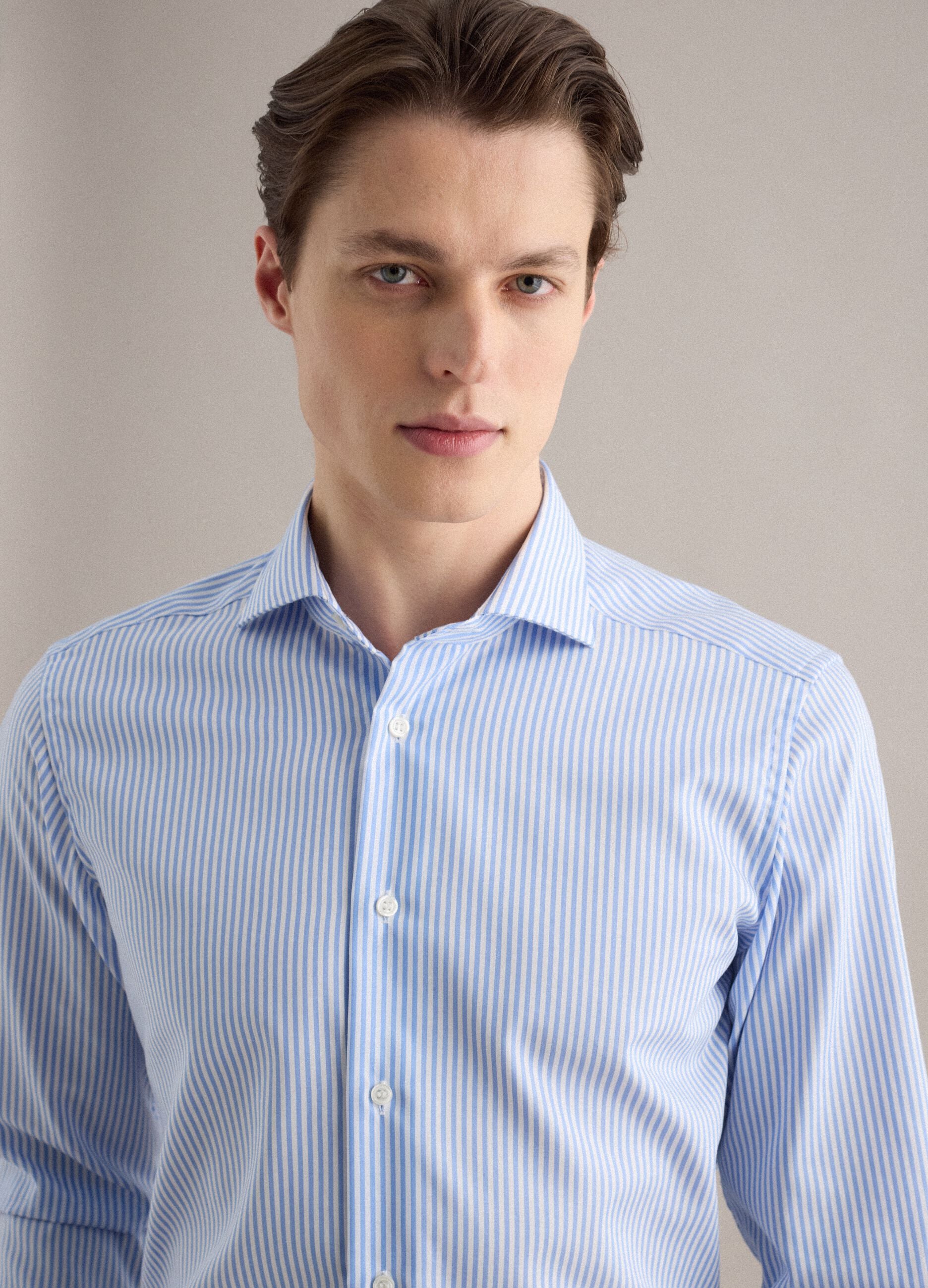Multicolour striped slim fit pure cotton shirt