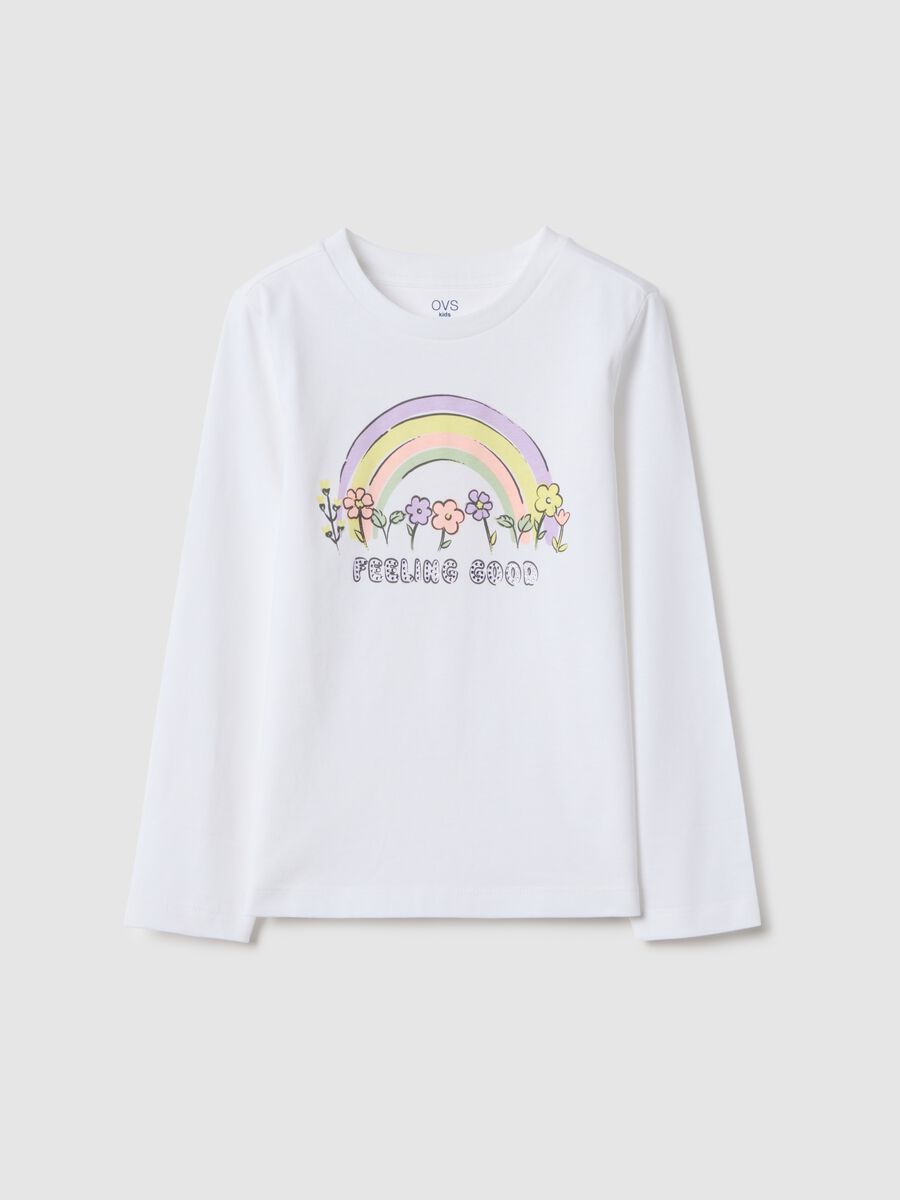 Girl's white pure cotton T-shirt regular fit with print_0