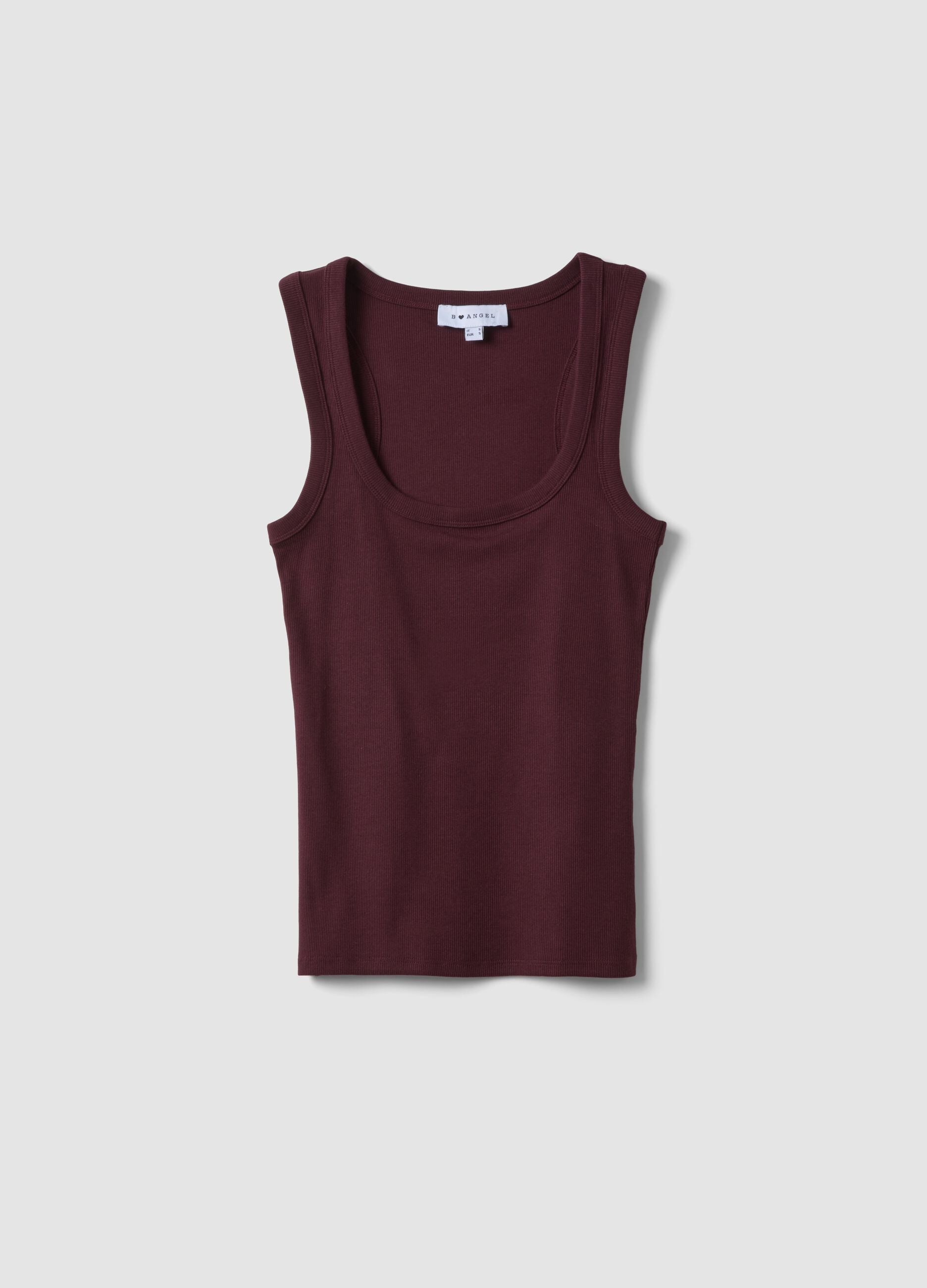 Purple fitted stretch cotton tank top