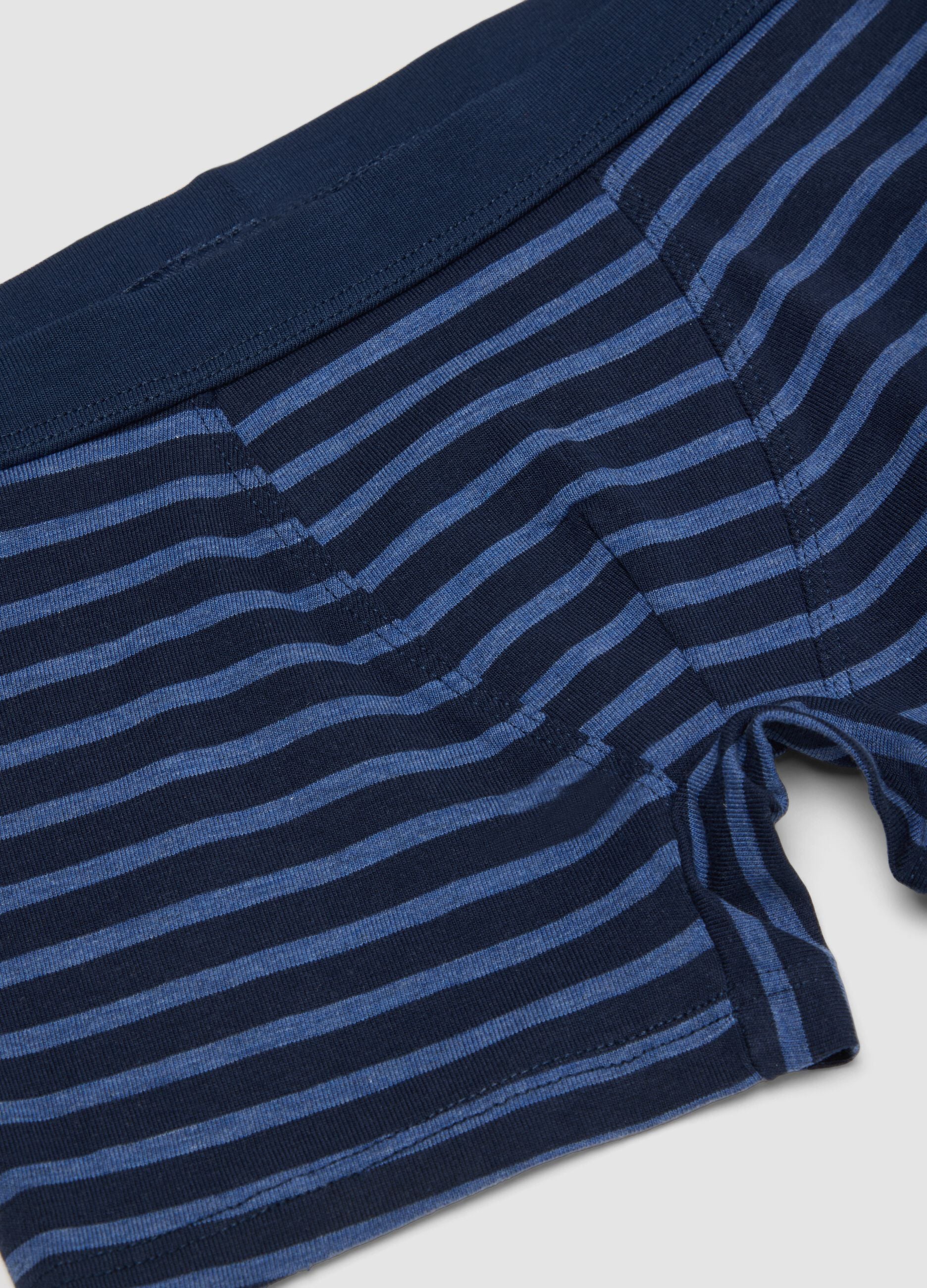Blue striped organic stretch cotton midi boxer shorts for boys