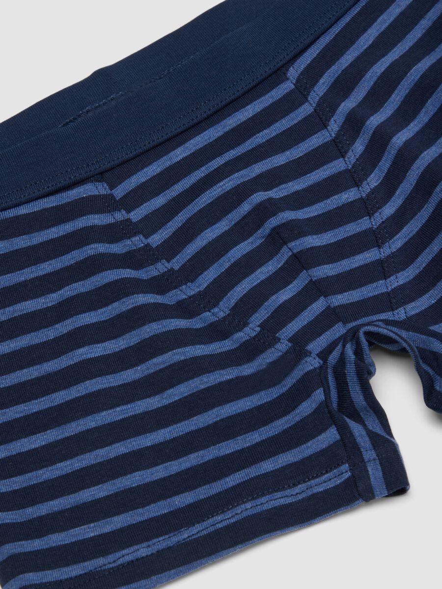 Blue striped organic stretch cotton midi boxer shorts for boys_3