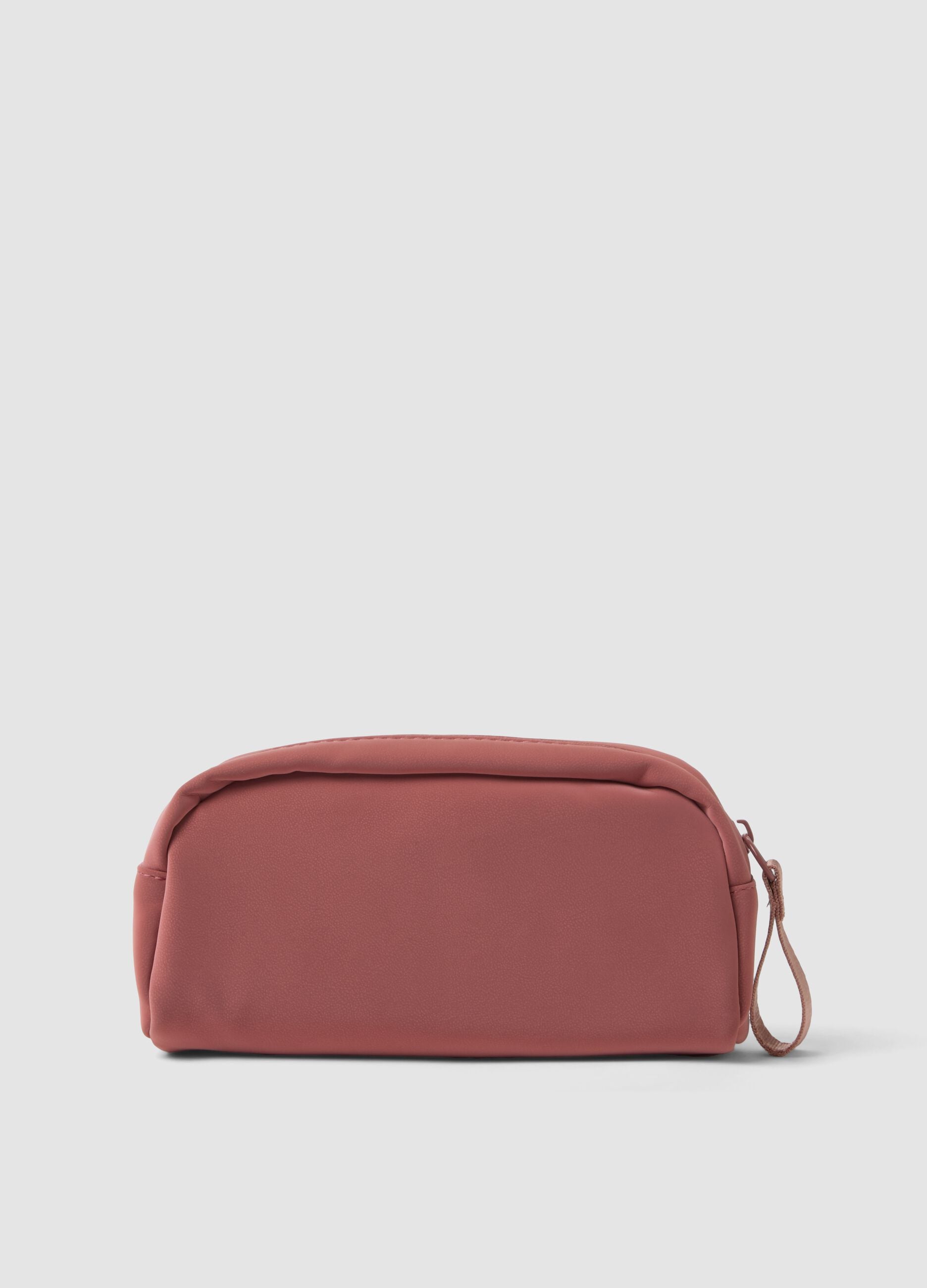 Pink zip wash bag with wrist strap