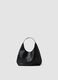 Black hammered-effect shoulder bag with pouch_0