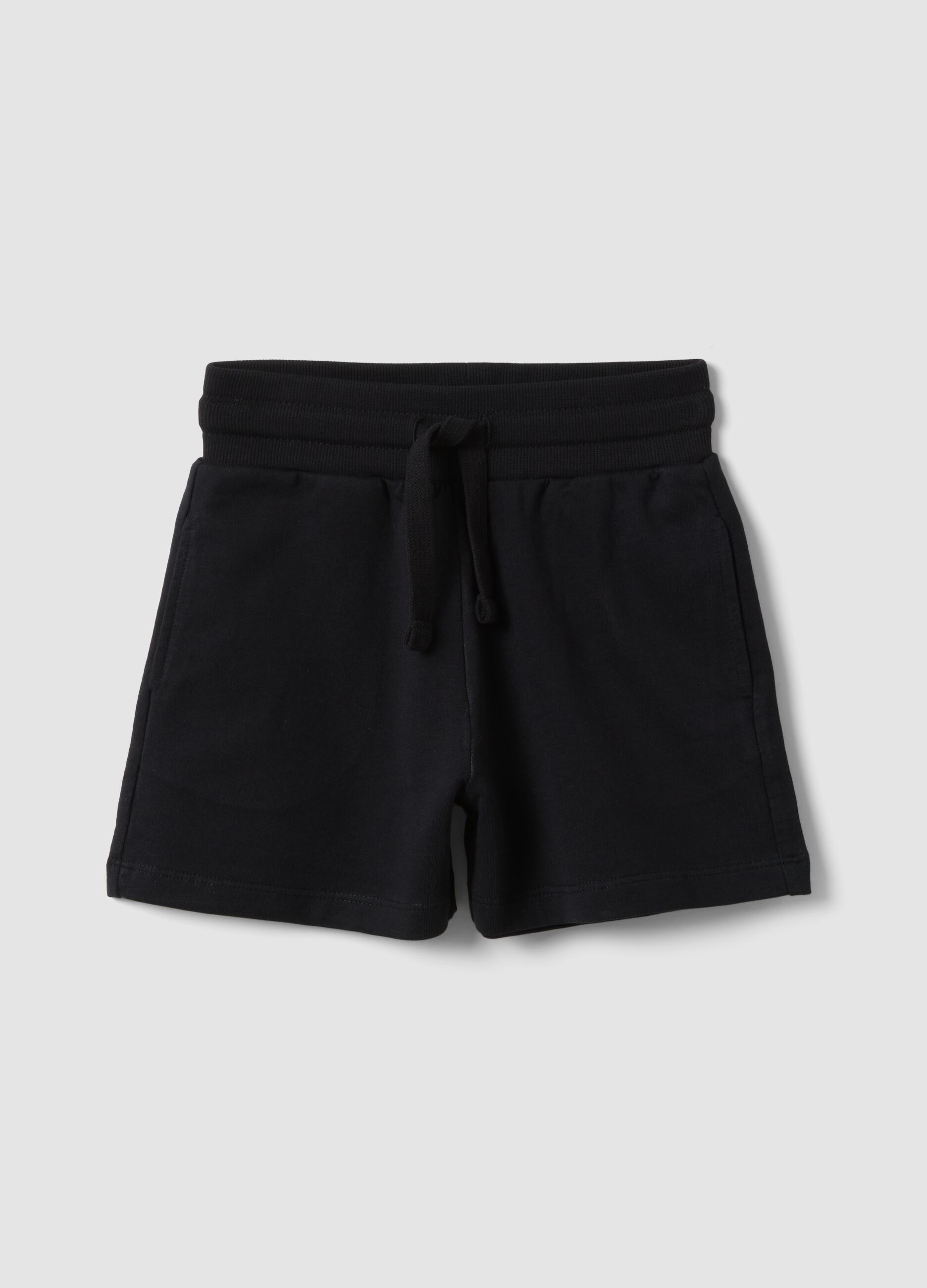 Blue regular-fit pure cotton shorts with elasticated waist for girls