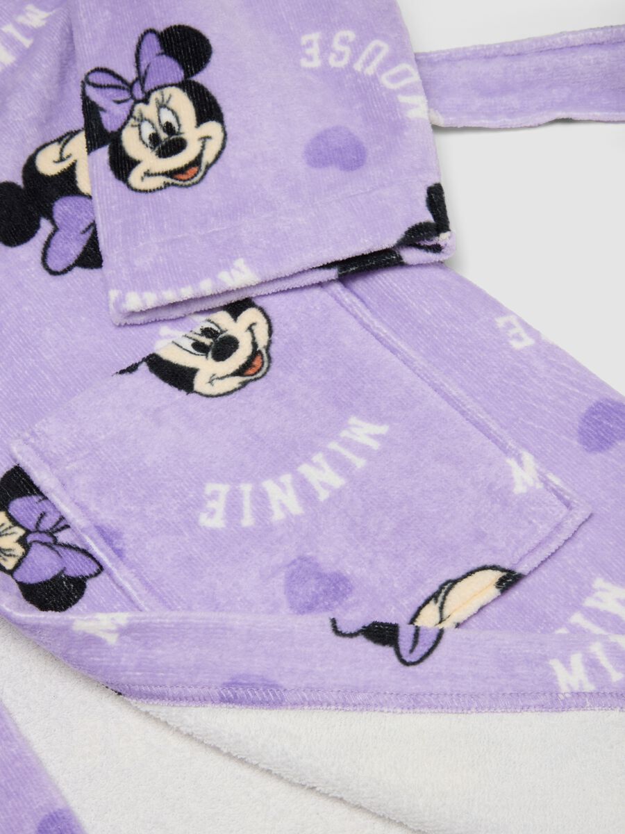 Purple pure cotton hooded Minnie print bathrobe_2