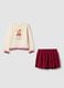 Beige pure cotton set with sweatshirt and skirt_0