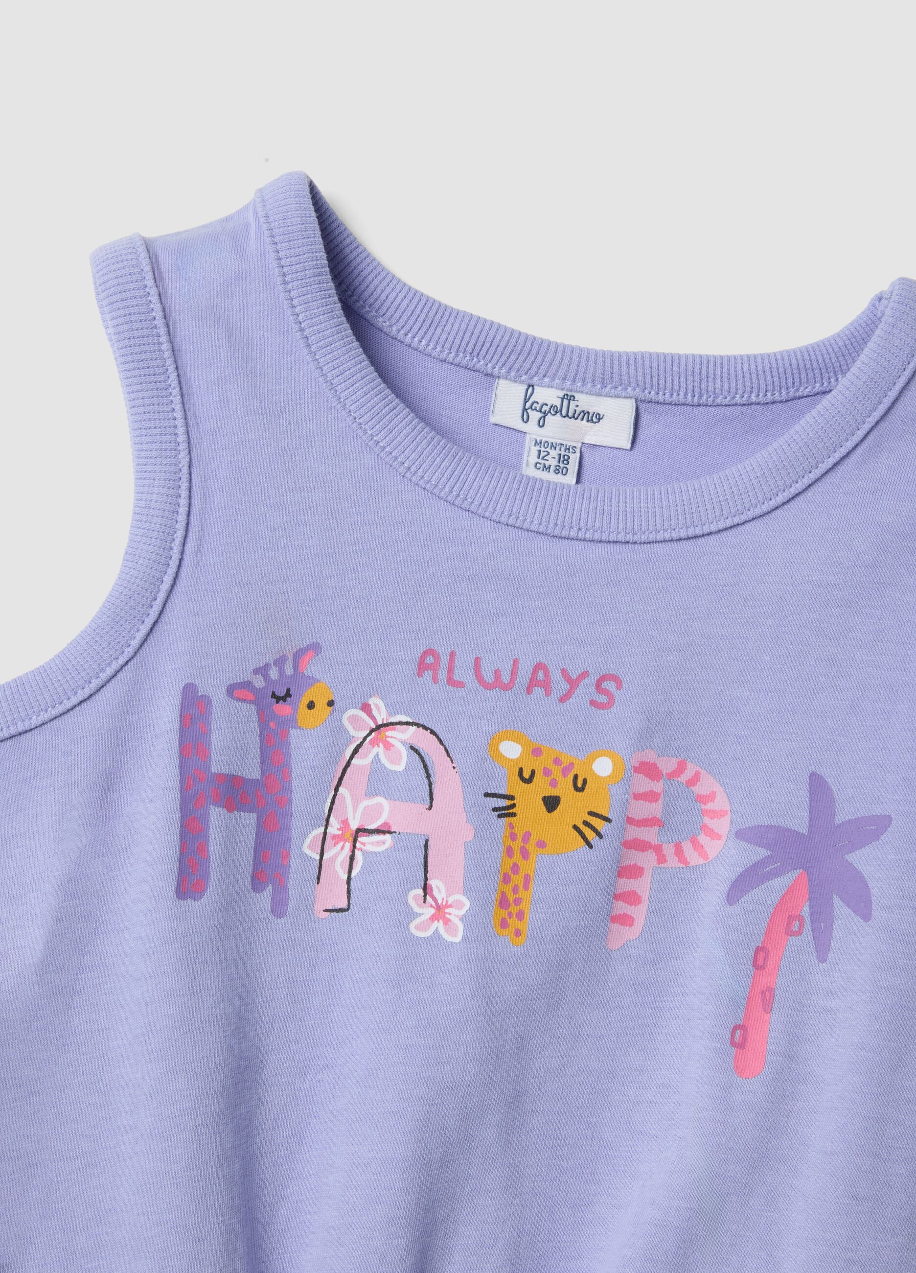 Purple organic cotton vest top with knot detail