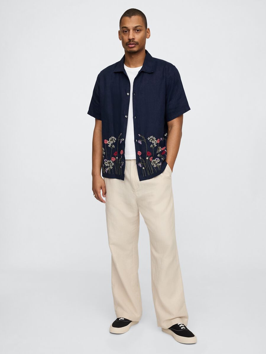 Blue Shirt with Floral Embroidery_2