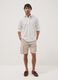 Beige stretch cotton cargo Bermuda shorts_0