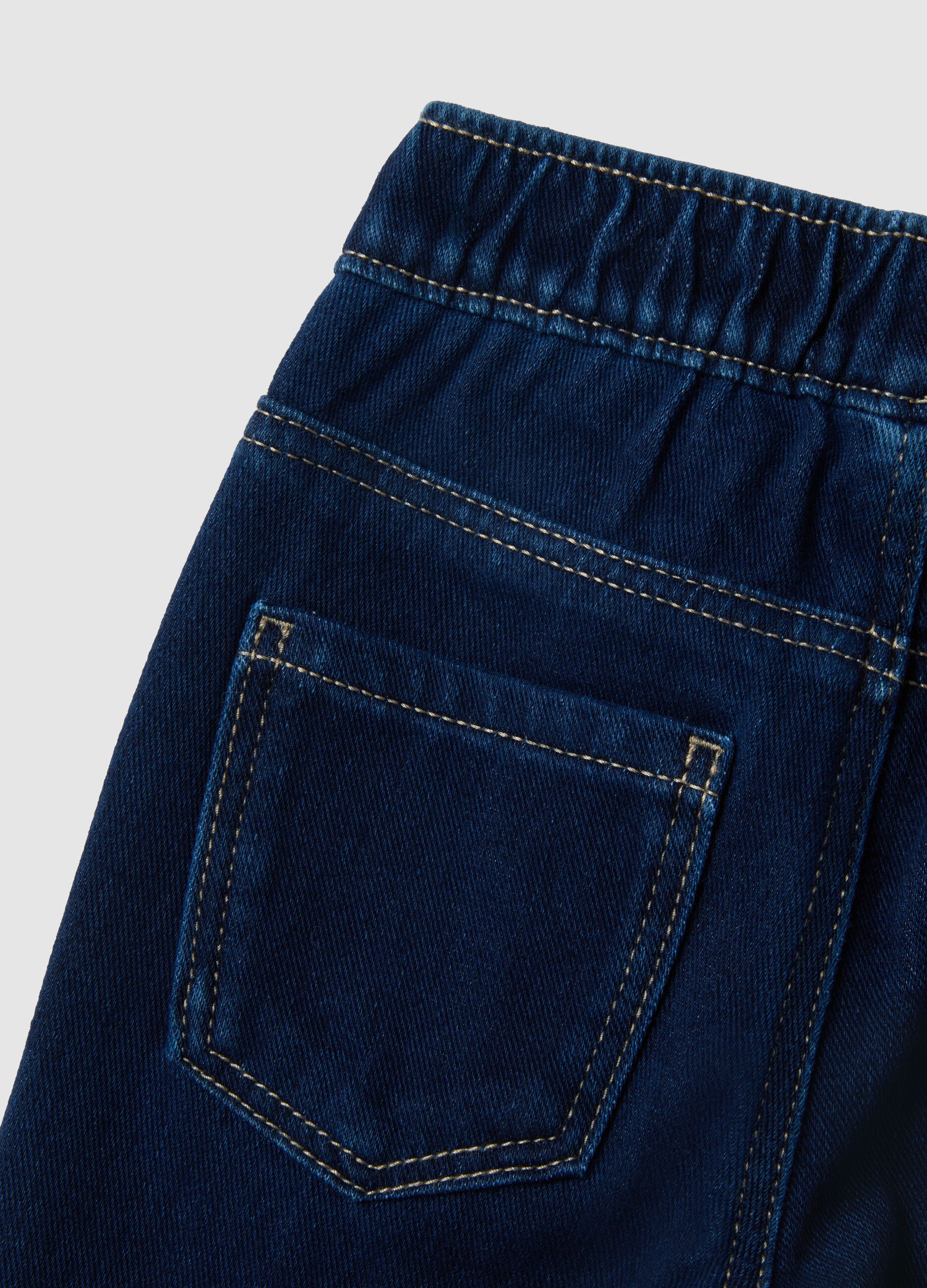 Girls' blue stretch cotton flare fit jeggings