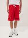 Red cotton-blend sports shorts with Chicago Bulls logo_1