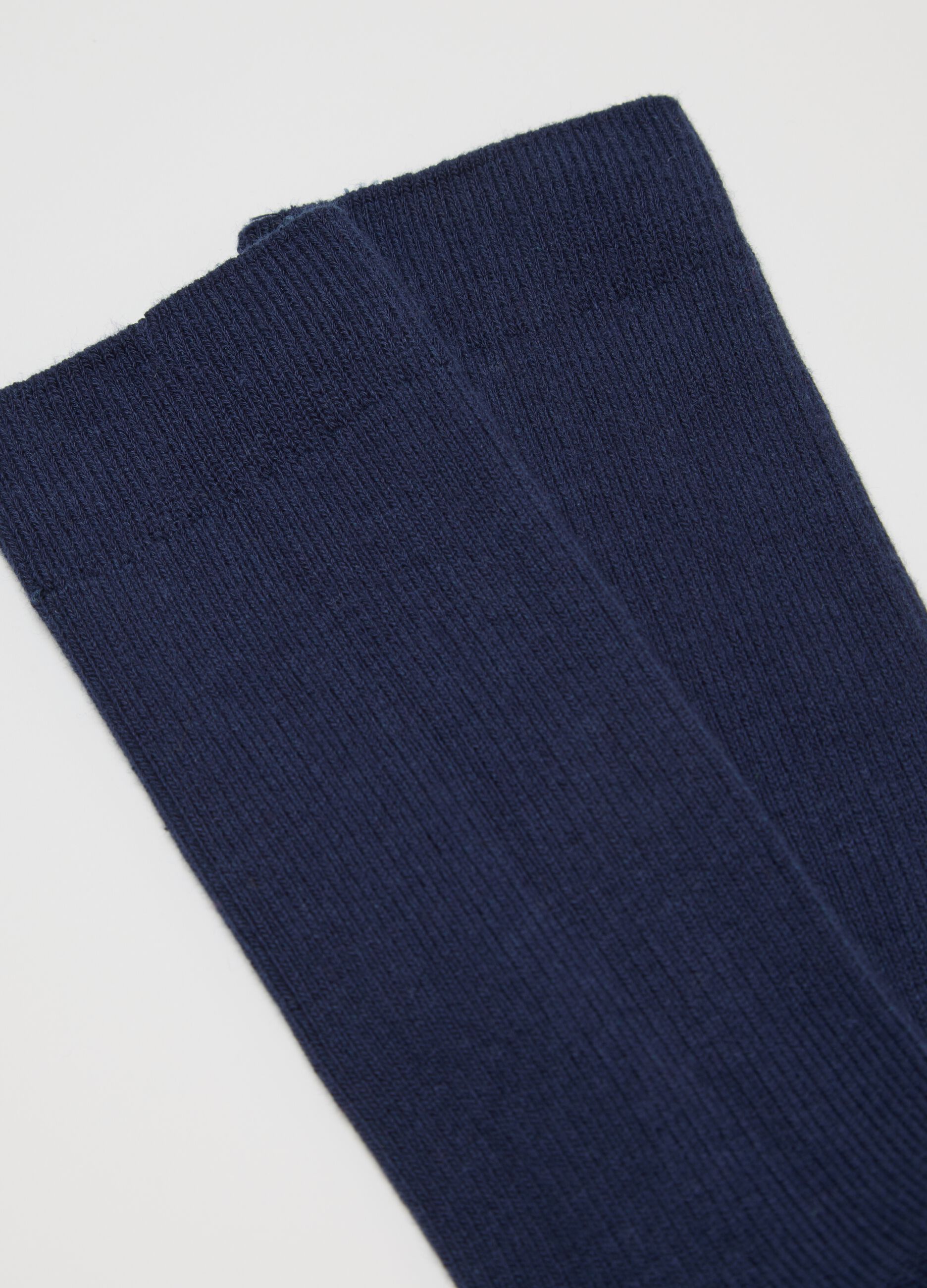 Blue Midi Cotton Blend Socks