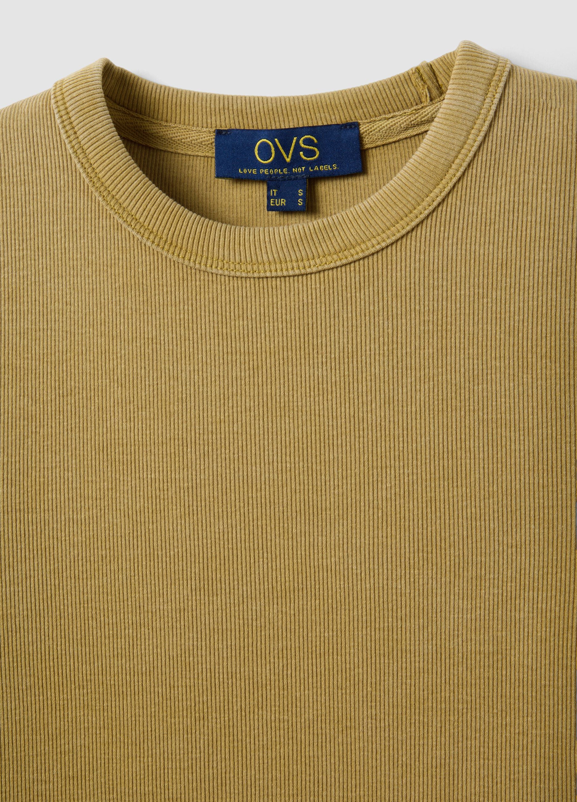 Fitted Yellow Stretch Cotton T-shirt