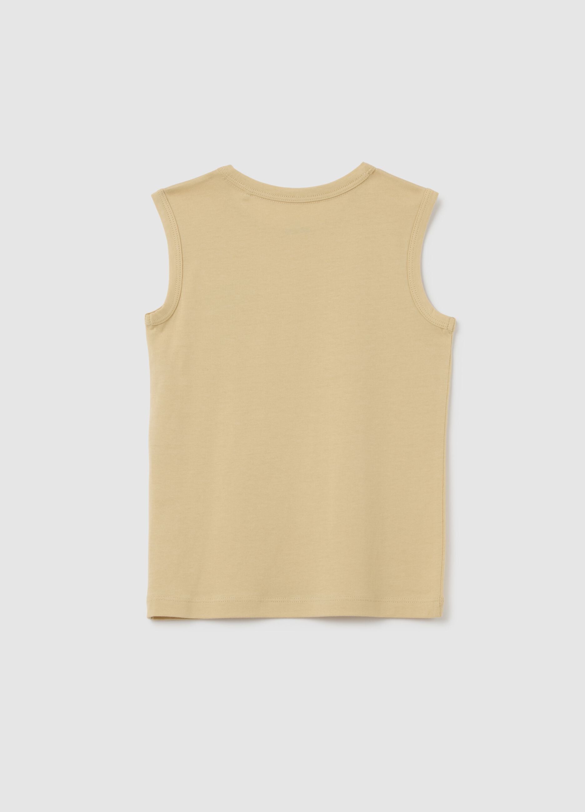 Children's beige pure cotton sleeveless top regular fit